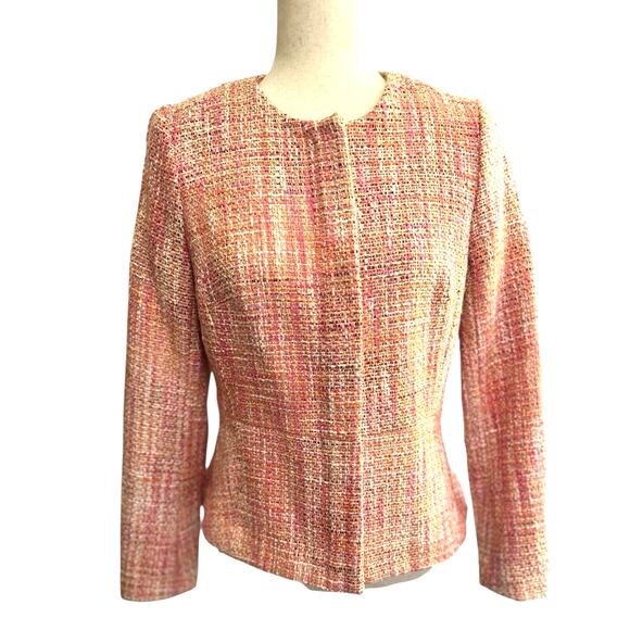 Vintage Talbots Pink Tweed Knit Blazer Jacket Size 4 Preppy Classic Career Twee - Picture 9 of 10